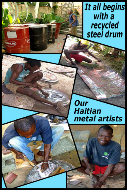 Haitian recycled steel drum metal art - Tropic Accents tropical designs