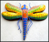 Dragonfly Wall Hanging, Painted Metal Wall Decor - Outdoor Garden Decor - 19"