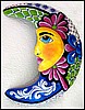Moon - Hand Painted Metal Wall Art -  Handcrafted Haitian Wall Decor - 24"