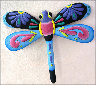 Hand Painted Metal Dragonfly Wall Art, Dragonfly Wall Art Outdoor