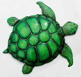 Sea Turtle - Handcrafted Nautical Decor -  Hand Painted Metal Wall Art - 18" x 24"